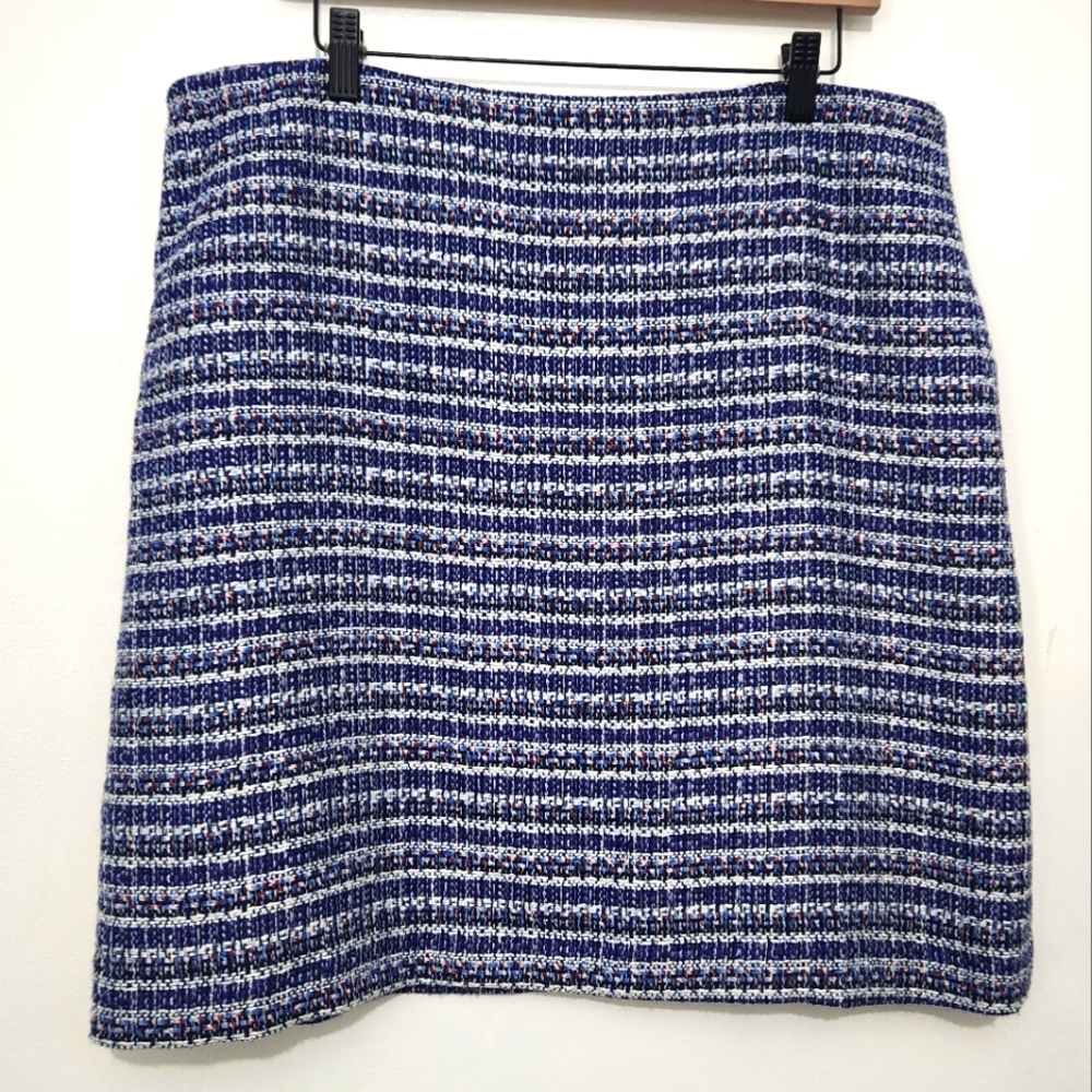 Talbolts Petite Sz 16 Tweed A-line Skirt Blue Black White Red Purple Corpcore